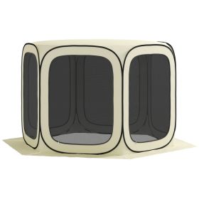 11 x 11ft Pop Up Screen Tent, UPF50+ Portable Camping Gazebo Screen House with Carry Bag, Beige (Option: Beige-760x760x80 mm)