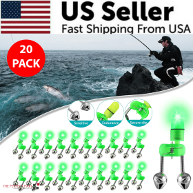 10/40 PC LED Night Fishing Bite Bait Alarm 2 Bells Light Rod Tip Clip Alert Ring (Pack: 20 Pack)